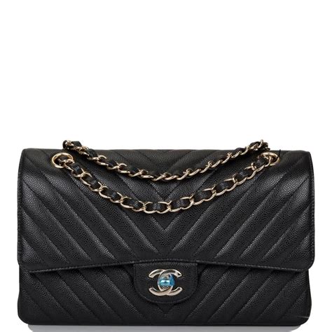 Chanel Red Chevron Caviar Medium Double Flap Bag Gold 